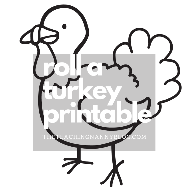 Roll a turkey printable â the teaching nanny