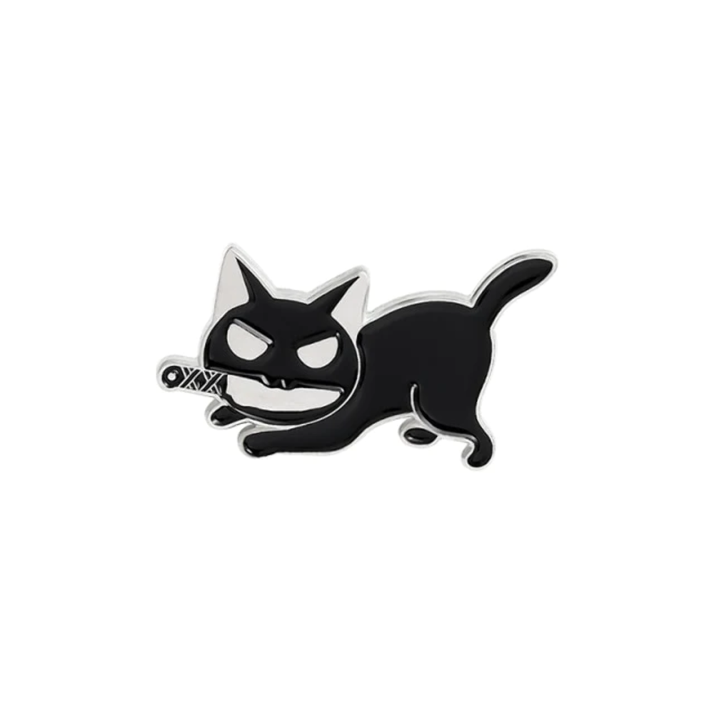 Enamel lapel pins back pack badge cute spooky black cat knife badges brooch pin