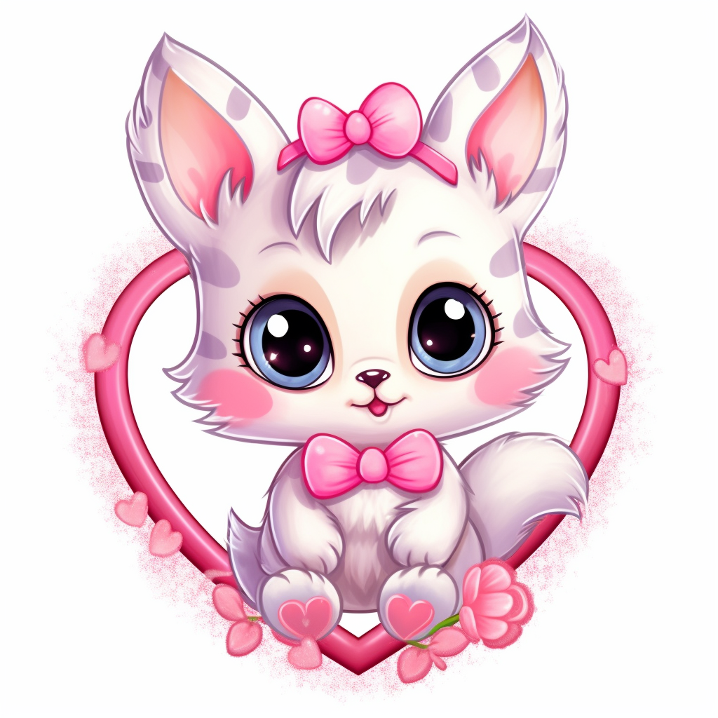Kawaii a very cute cuddly eyes happy kitten wearing a pink coat giving out hearts clipart easter spring bunny scrapbooking crafton digital paper white background