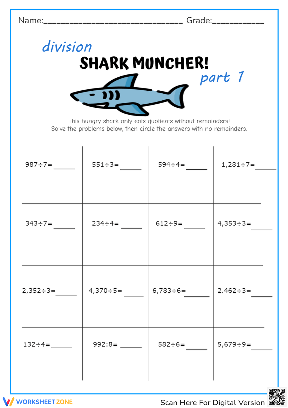 Quotients worksheet collection for teaching learning