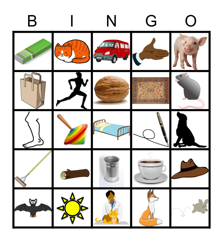 Cvc pictures bingo card