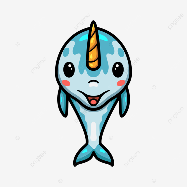 Narwhal vector design images cute little narwhal cartoon posing sperm ocean funny png image for free download