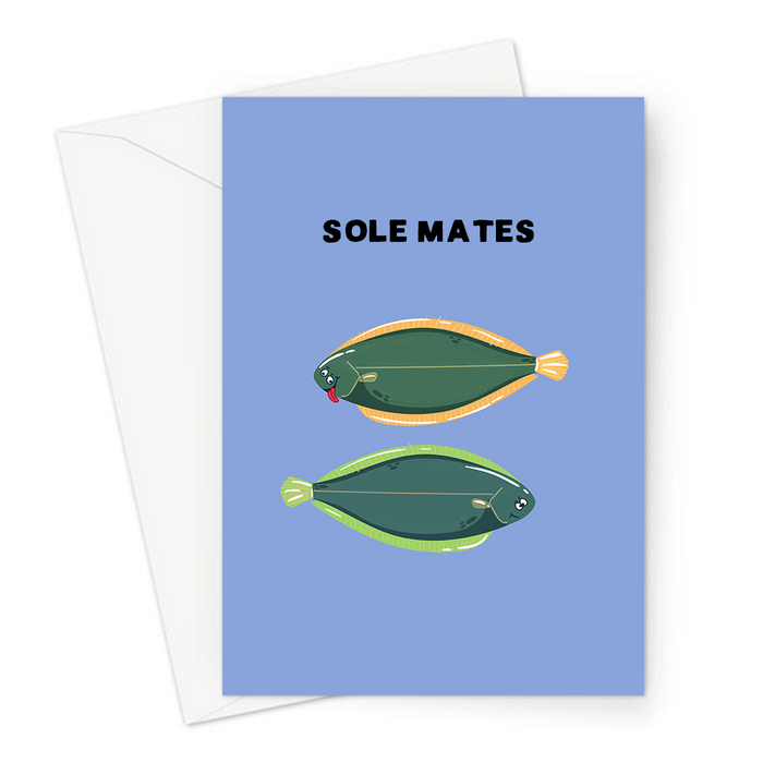 Sole mates greeting card cute funny sole pun valentines card love two soles in love anniversary fish pun soul mates â lemon loco