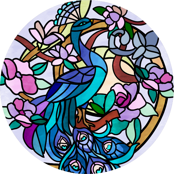 The peacock stained glass