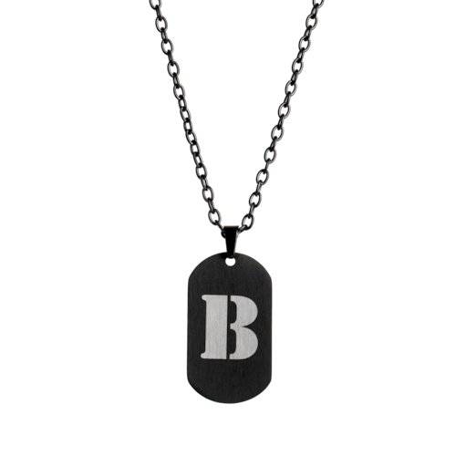 Luckman collar hombre de inicial letra b cadena con dije acero inoxidable color negro y plata