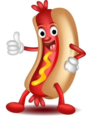 Almohada larga dibujos animados hot dog thumbs up