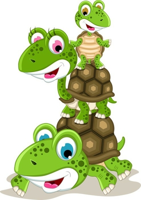 Manta de felpa familia feliz de dibujos animados tortuga