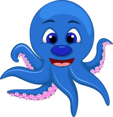 Manta de felpa dibujos animados lindo pulpo azul