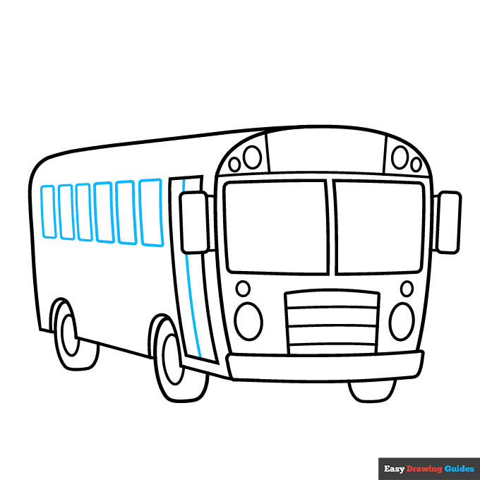 How to draw a cartoon school bus