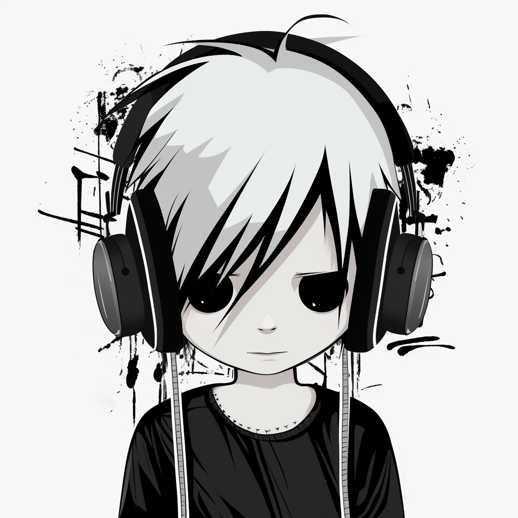 Cartoon animated emo style dj white background clipart