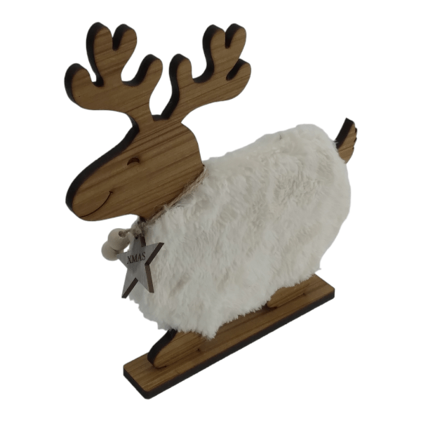 Wooden christmas reindeer with wool