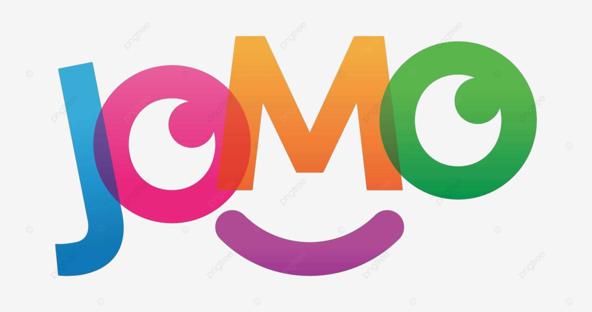Colorful jomo vector banner for corporate concept social media hashtag technology phobia png and vector with transparent background for free download