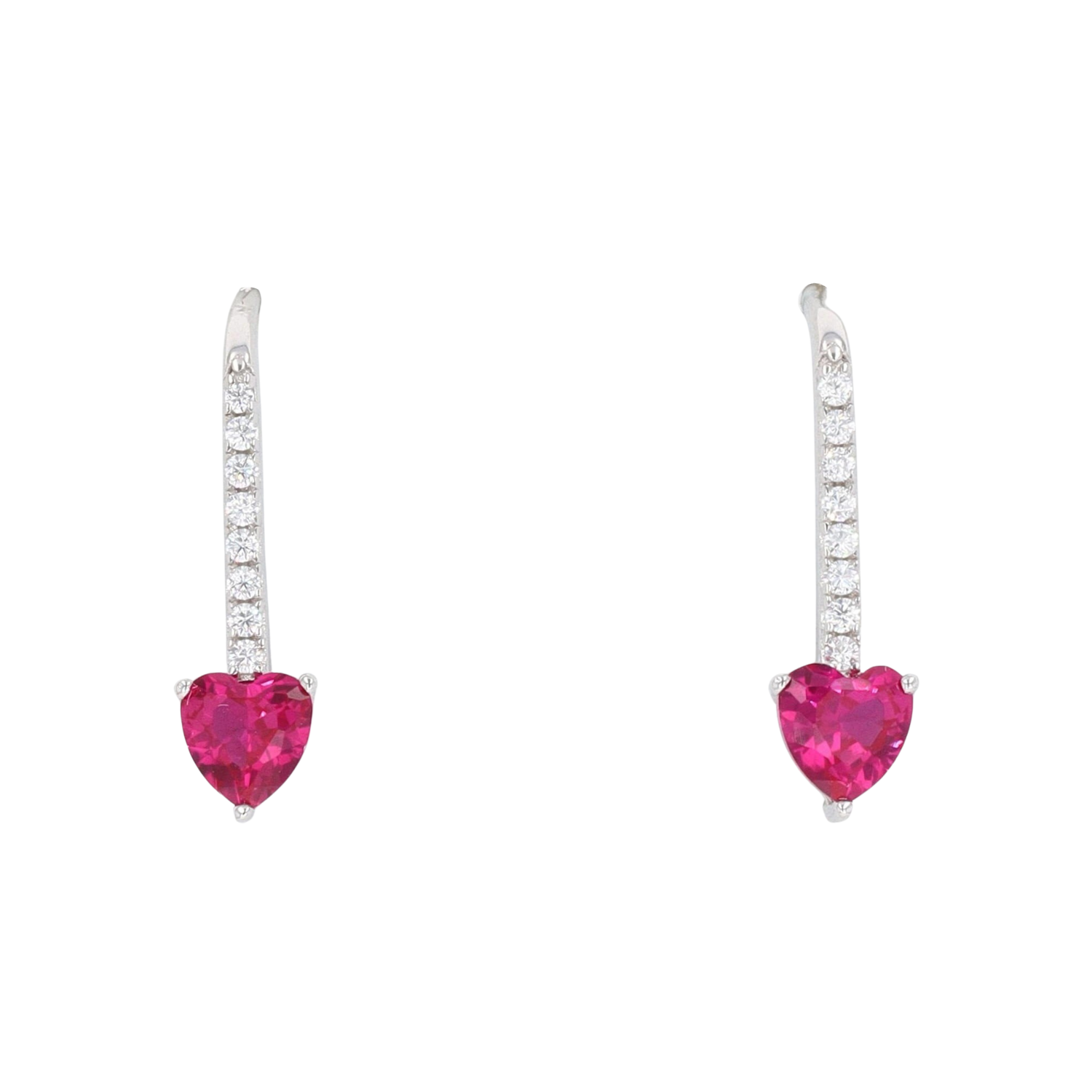 Silver red gem drop earrings ramsdens jewellery