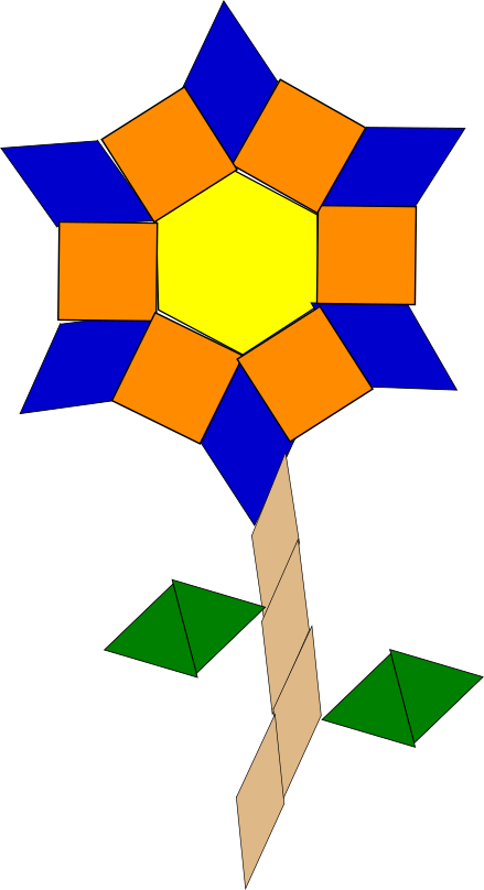 A colorful sunflower with a yellow center and blue petals clip art image