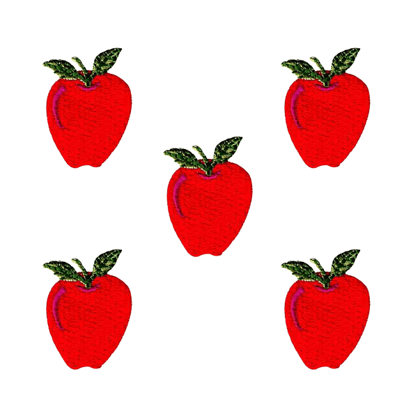 Small red apple with stem iron on fruit patch applique
