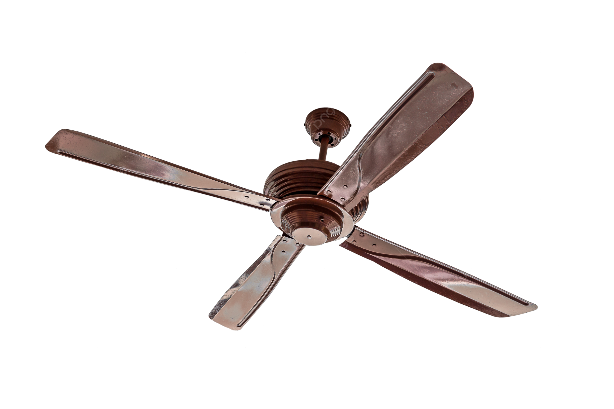 Four blades brown ceiling fan isolated looking brushed mounting air png transparent image and clipart for free download