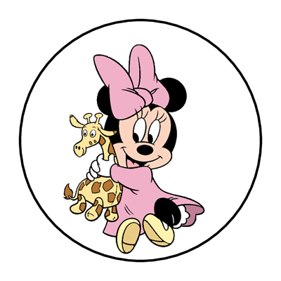 Baby minnie mouse stickers envelope seals labels round shower custom
