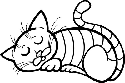 Almohada larga dormir gato de dibujos animados para colorear