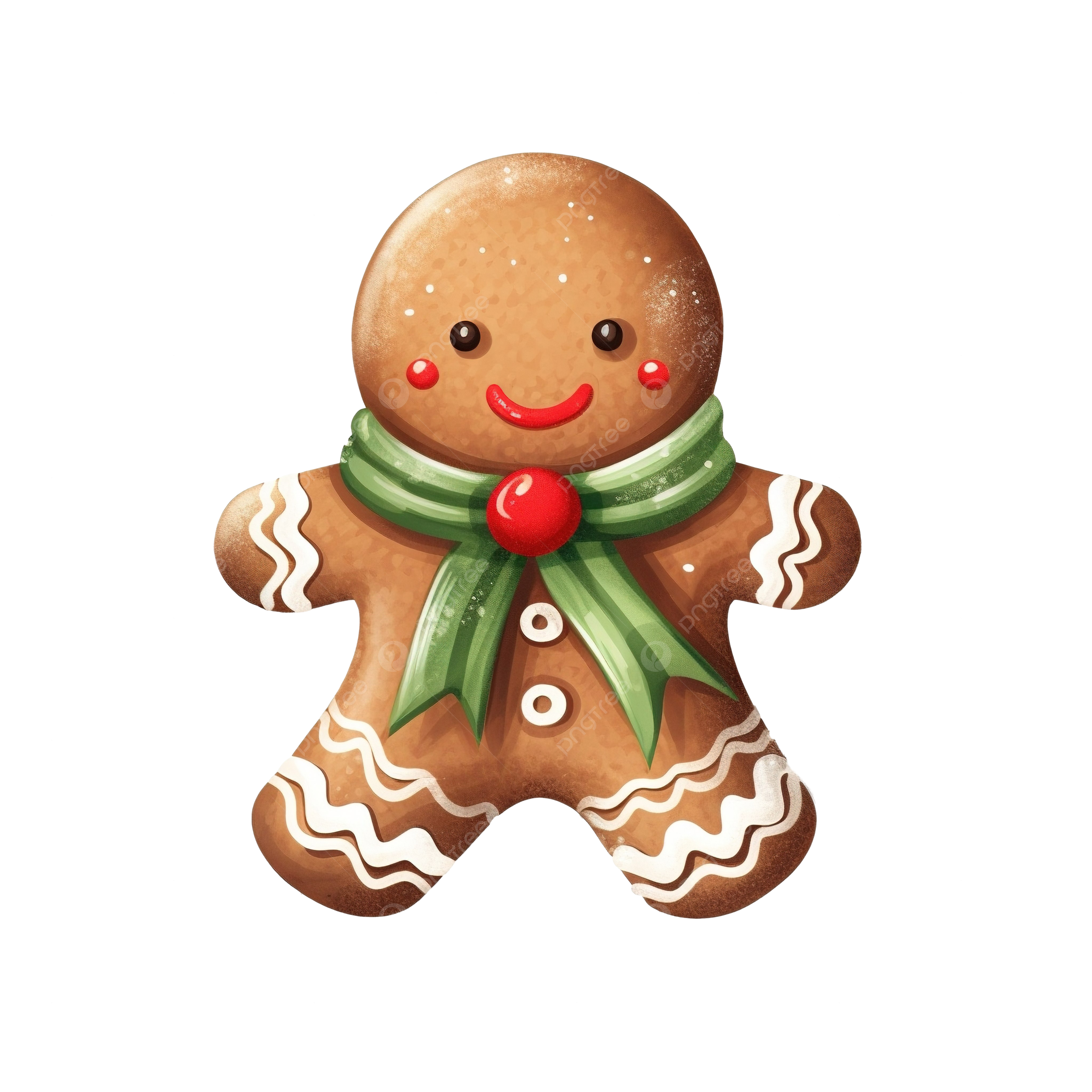 Feliz navidad linda galleta de jengibre con frutos rojos y bufanda verde para la temporada de invierno png dibujos galletas de navidad linda navidad dibujos animados de navidad png imagen para dcarga