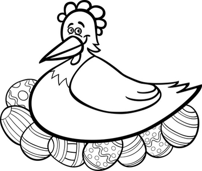 Cortina transparente gallina para incubar huevos de pascua de dibujos animados para colorear