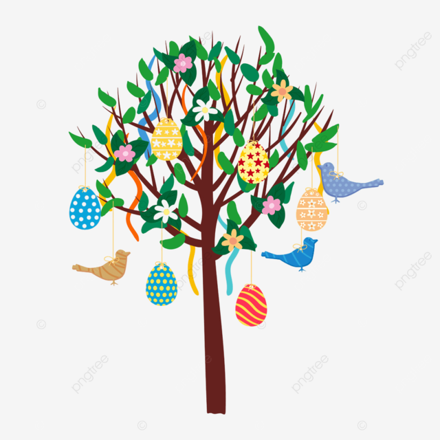 Ãrbol de pascua decorado con huevos de color png dibujos pãjaro primavera diseão png y vector para dcargar gratis