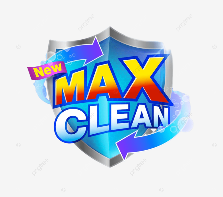 Productos de limpieza de marca max clean en un cudo azul cristalino transparente para embalaje png dibujos creativo lavar higiene png y vector para dcargar gratis
