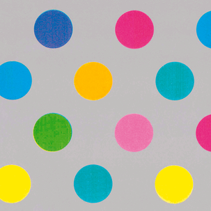 Papel de envolver sostenible plateado y con puntos de colores