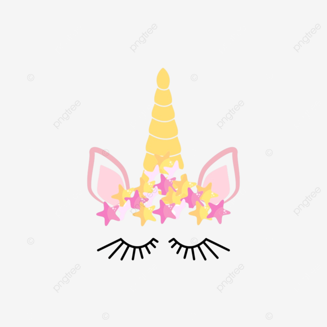 Fabuloso unicornio lindo con cuerno dorado dorado y ojos cerrados png arte cuerno diseão png y vector para dcargar gratis