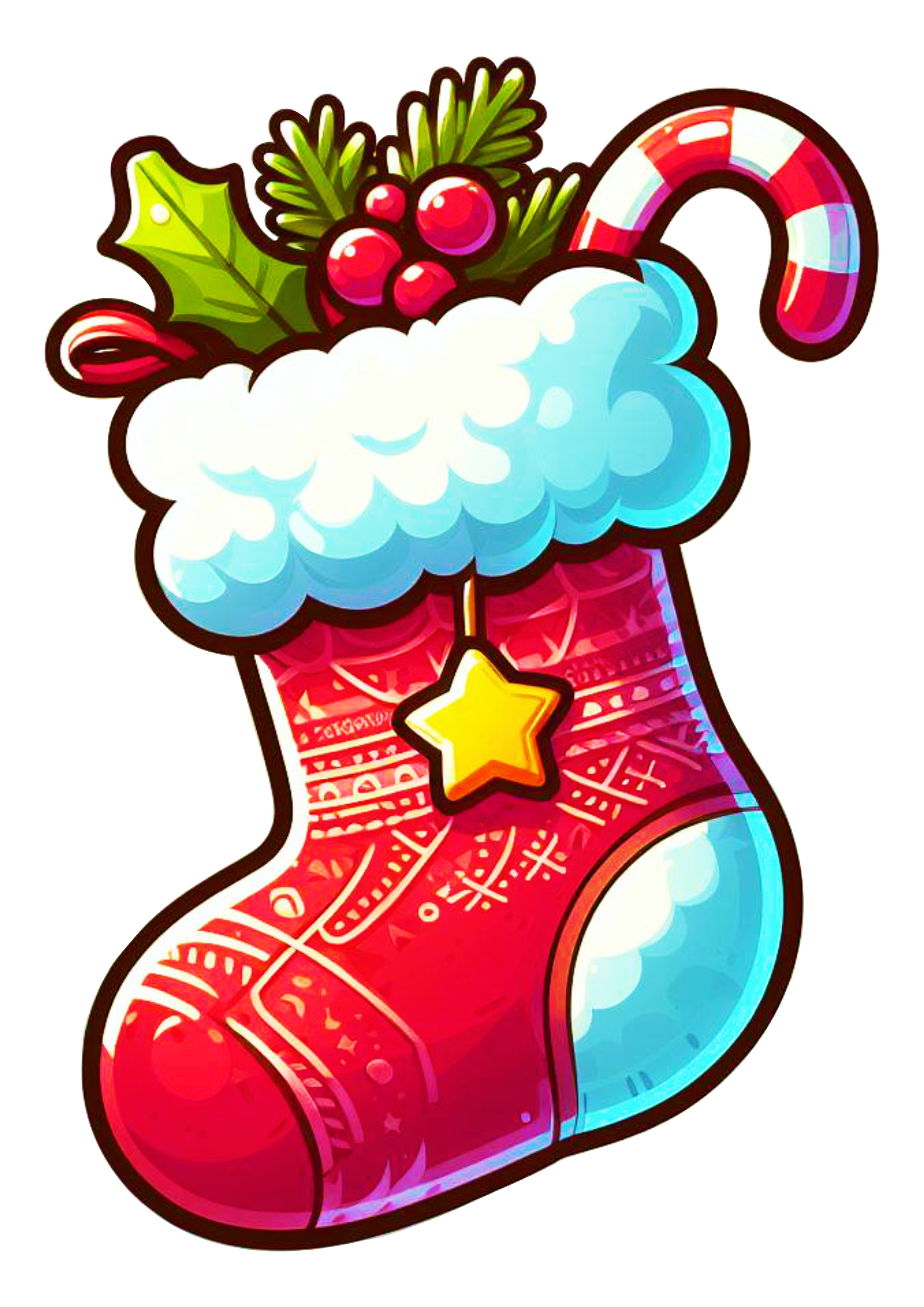 Decoraãão de natal meia do papai noel decorada e bonitinha fundo transparente png