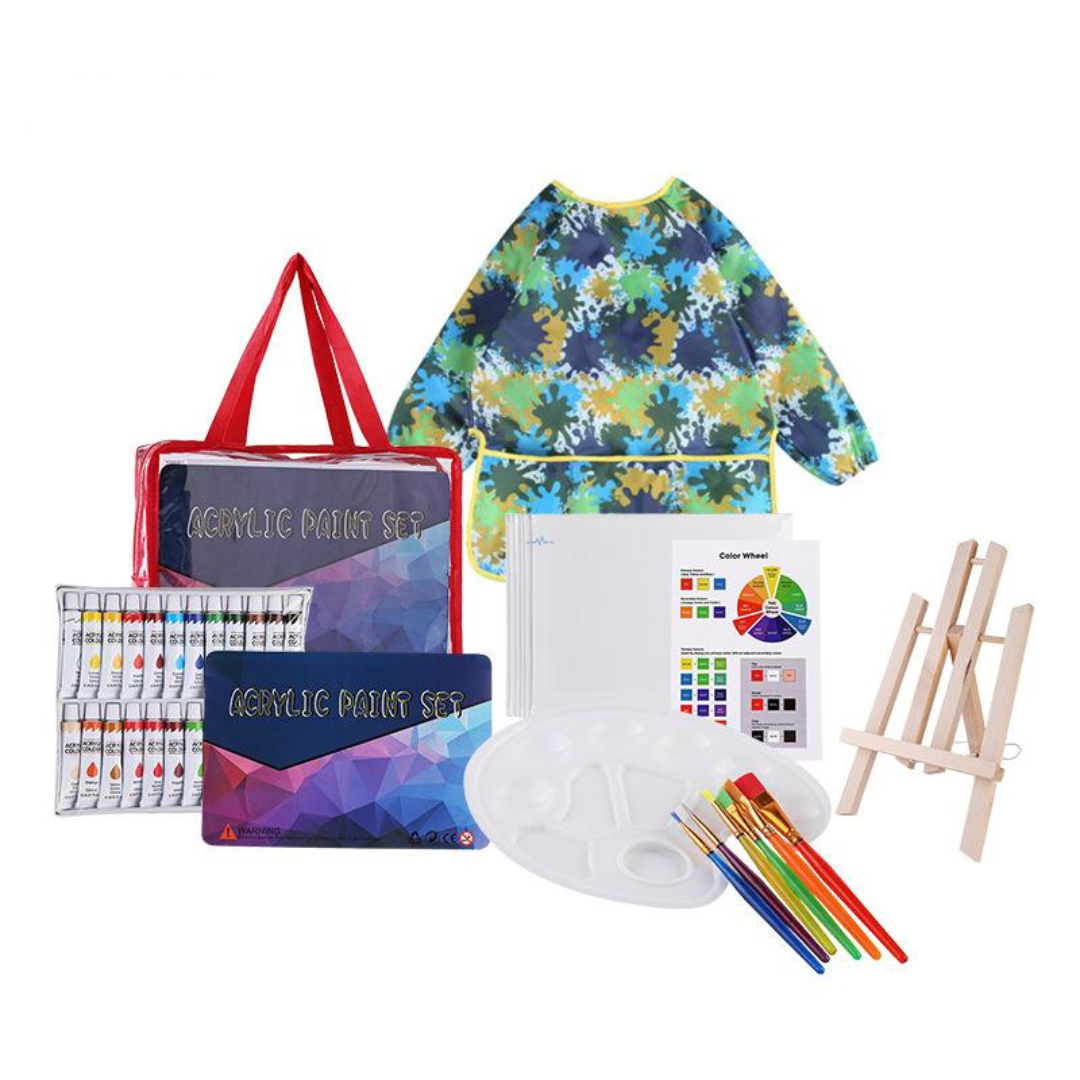 Set arte infantil piezas atril pinceles pintura accesorios
