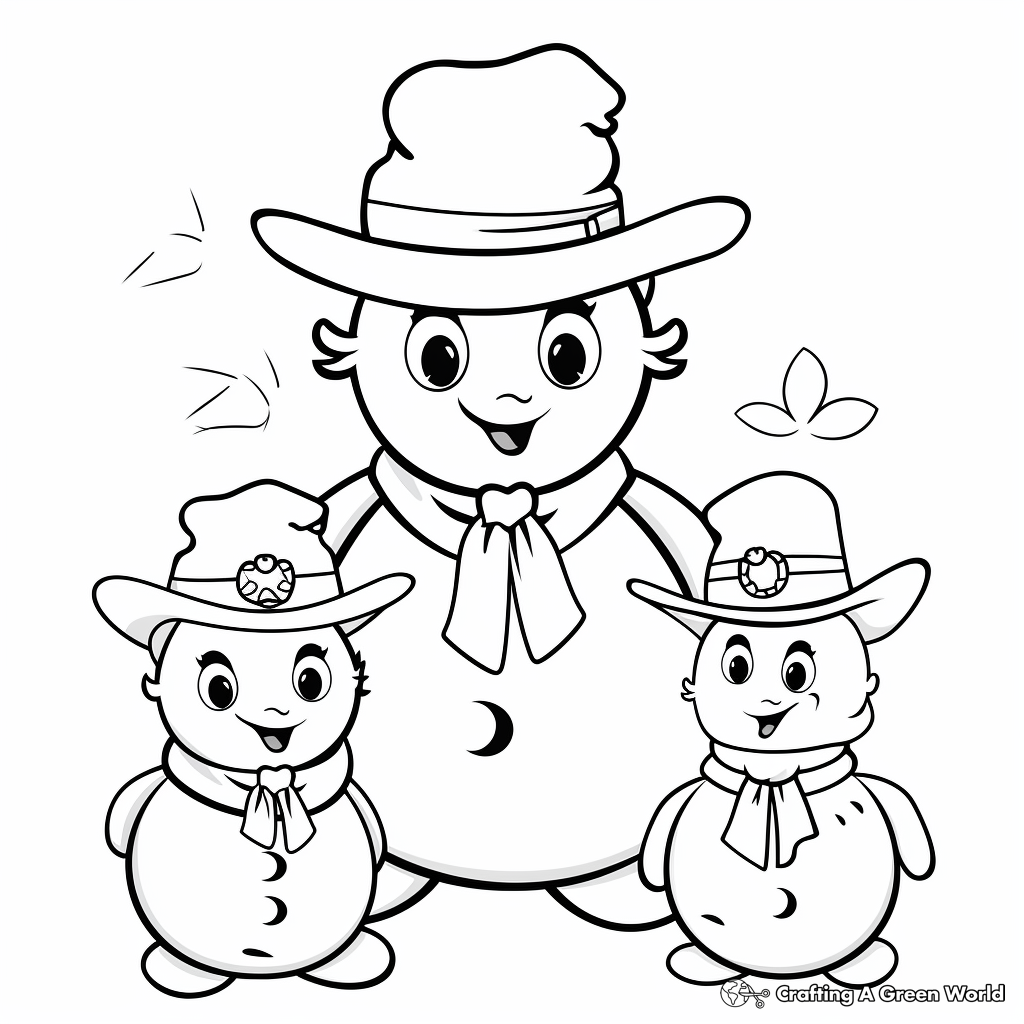 Snowman family coloring pages