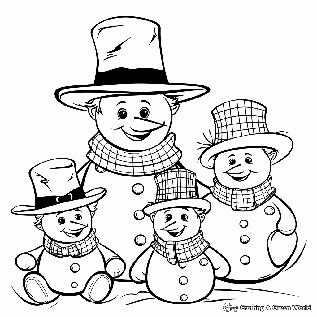 Snowman family coloring pages