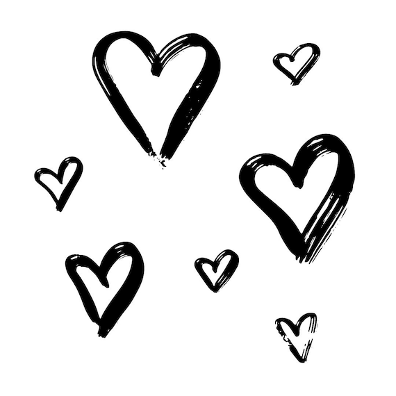 Hand drawn heart svg eps dxf pdf png jpeg black and white