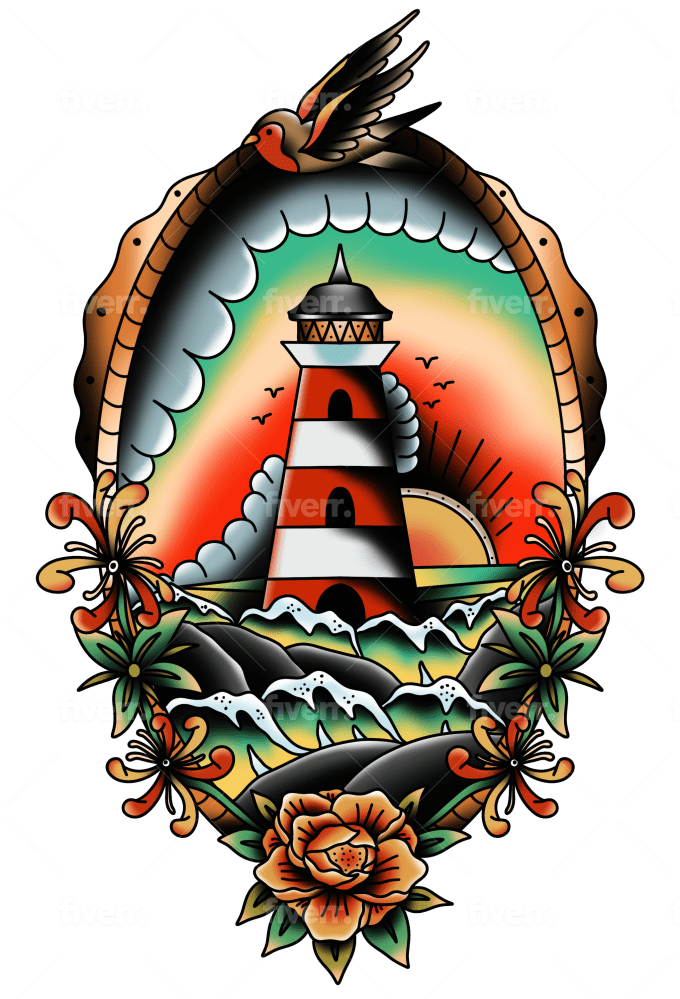 Draw american traditional tattoo for your brand in hours by rijalmatin