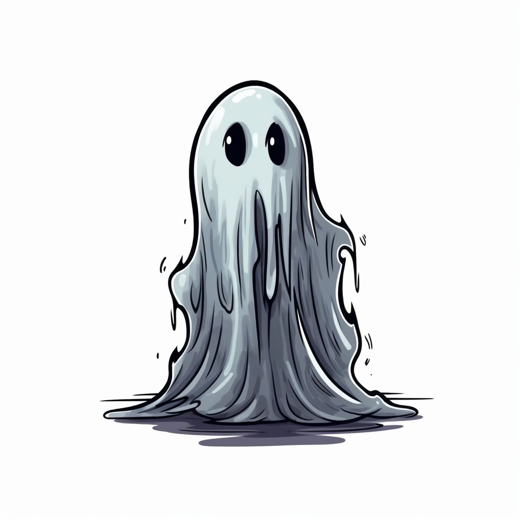 Halloween spooky ghost cute clipart in the style of tim burton background is only white