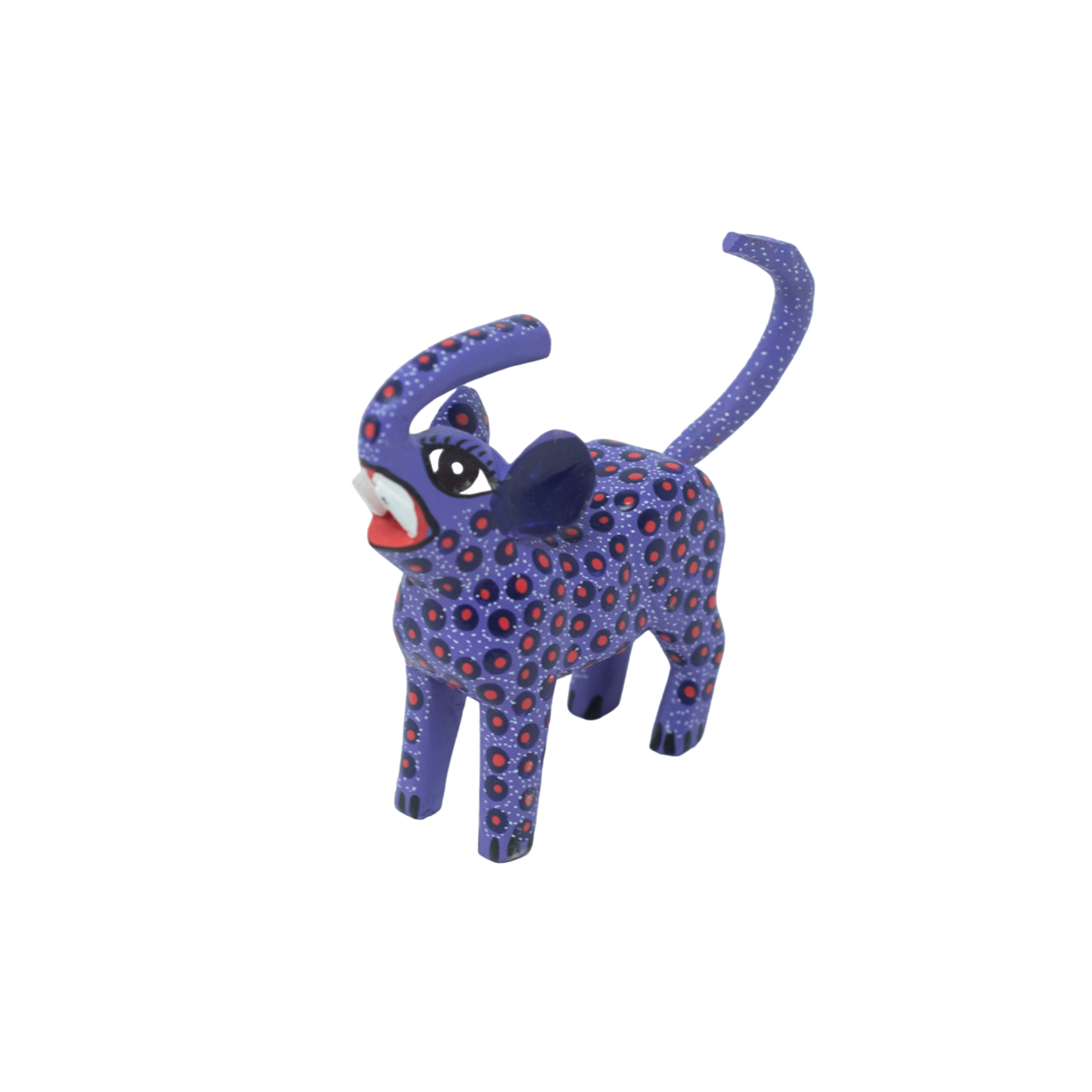 Handcarved oaxacan magical alebrije purple elephant with red dots colorful home decor