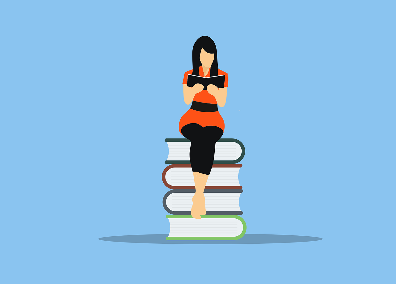 Free woman reading vector art