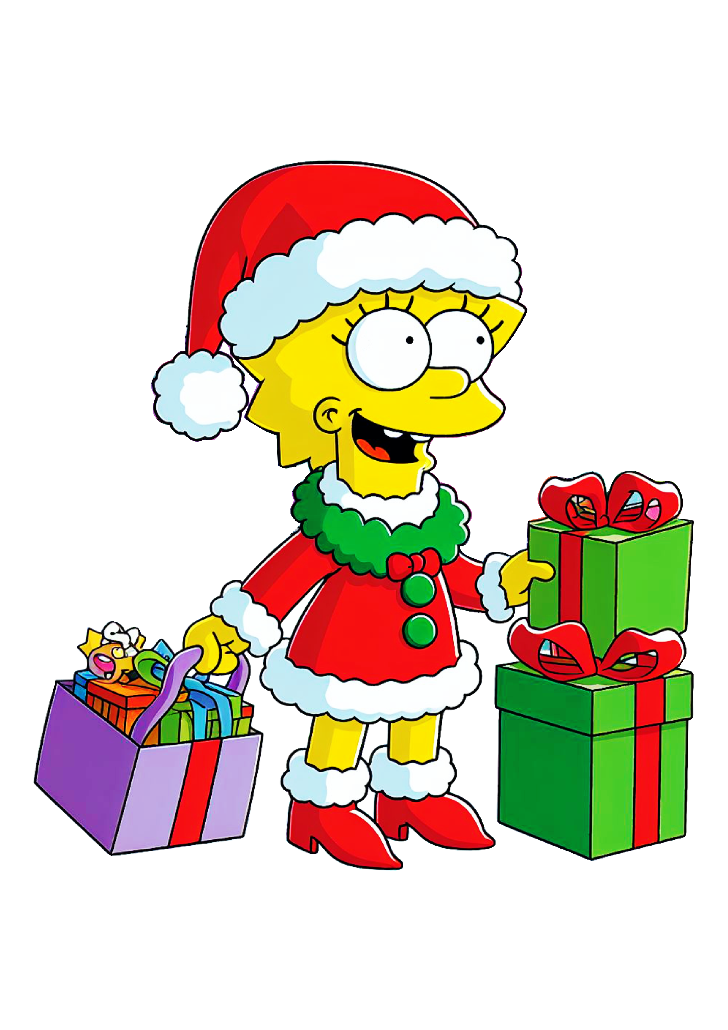 Os simpsons lisa gorro do papai noel imagens de natal desenho infantil ilustraãão presentes de natal png