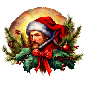 Baixe papai noel folhas de azevinho e enfeites png