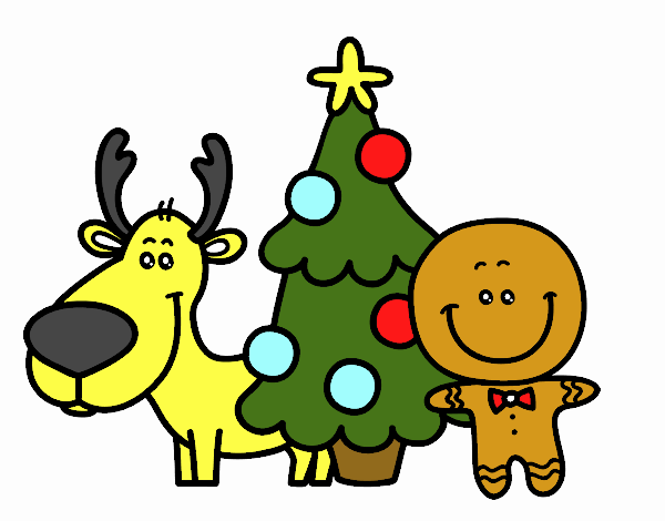 Desenho de rena ãrvore e marzipã pintado e colorido por usuãrio não registrado o dia de dezembro do