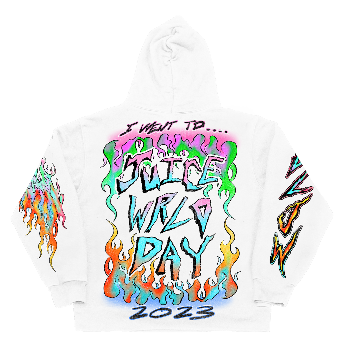 Up in flames hoodie white â juice wrld club