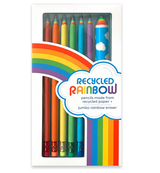 Recycled rainbow pencil eraser set â busy bee toys