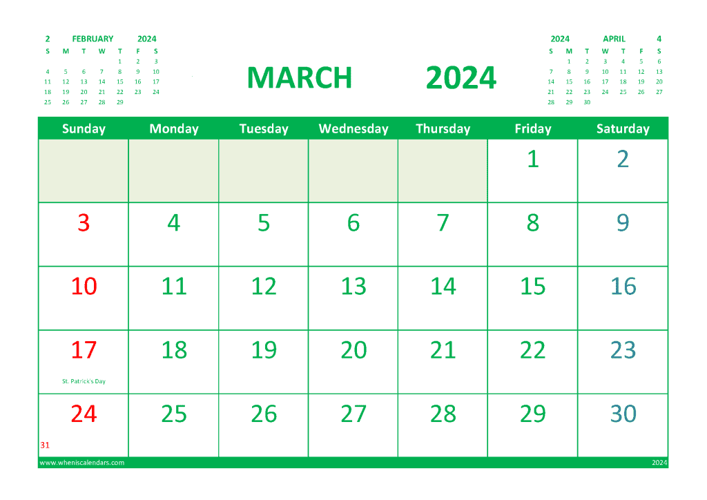 Free printable monthly calendar