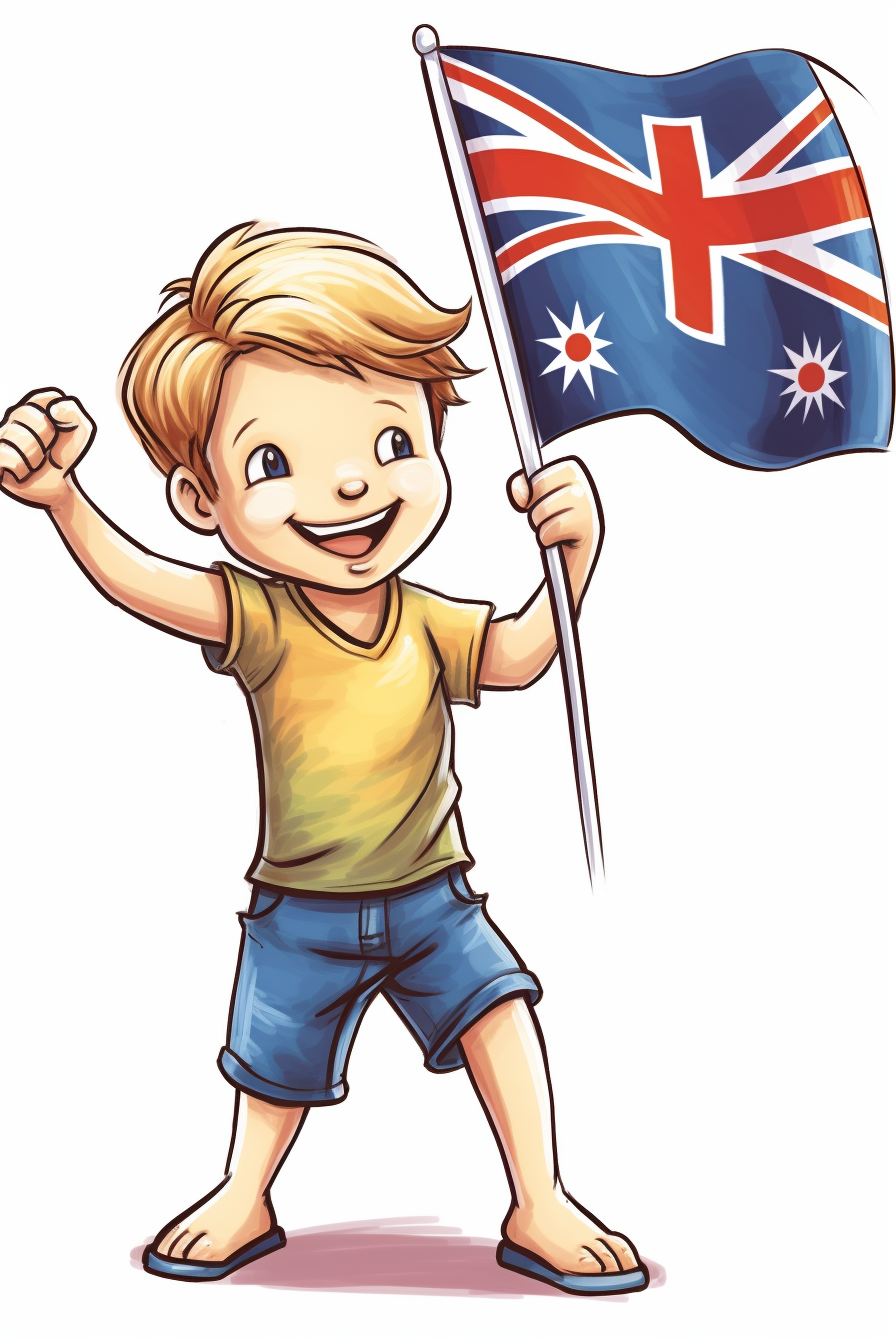 Australian flag motivational clip art image for kids drawing book