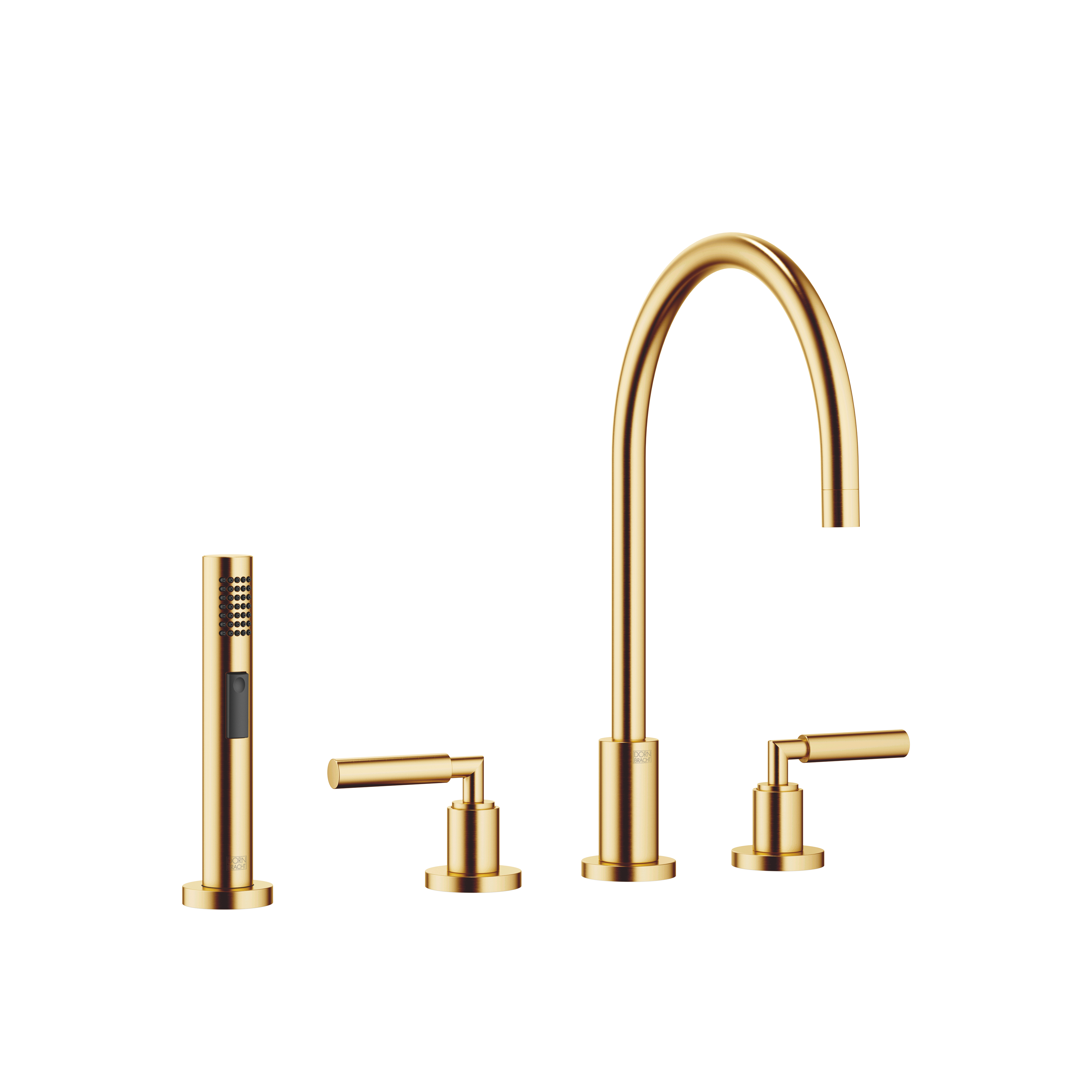 Tara brushed durabrass kt gold kitchen faucets three