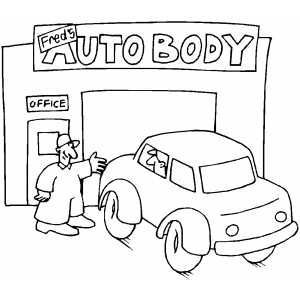 Auto repair shop coloring page