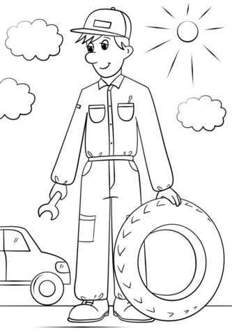 Car mechanic coloring page free printable coloring pages