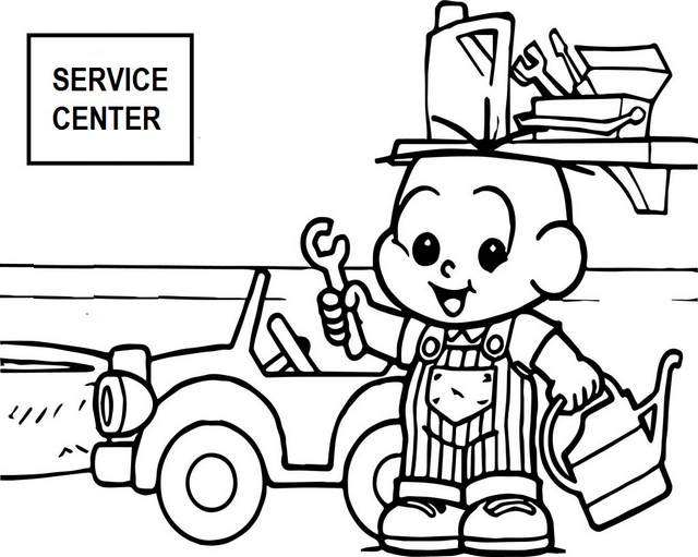 Cartoon mechanic kid coloring page car repair service coloring pages for boys mechanics kids