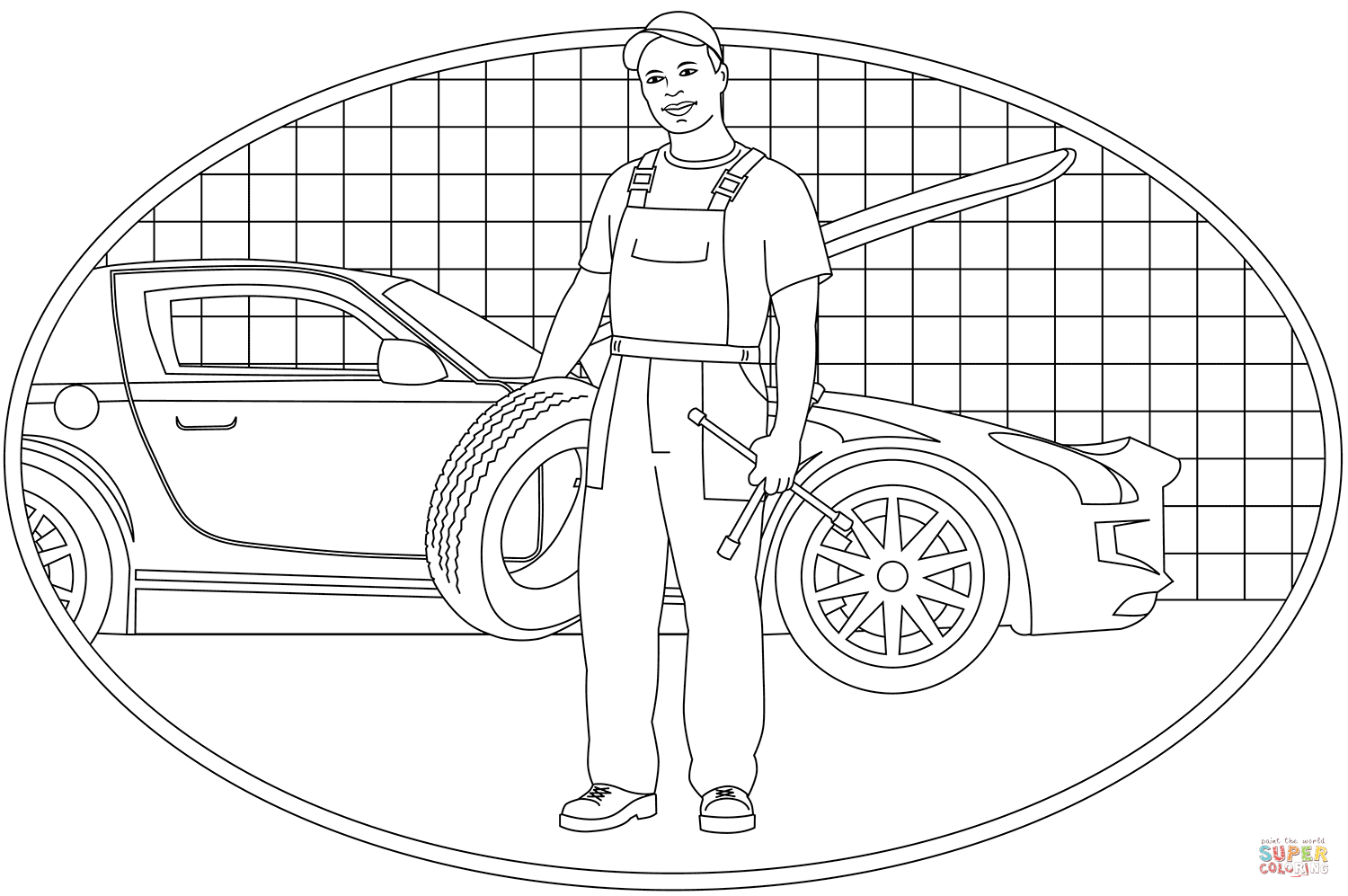 Mechanic coloring page free printable coloring pages