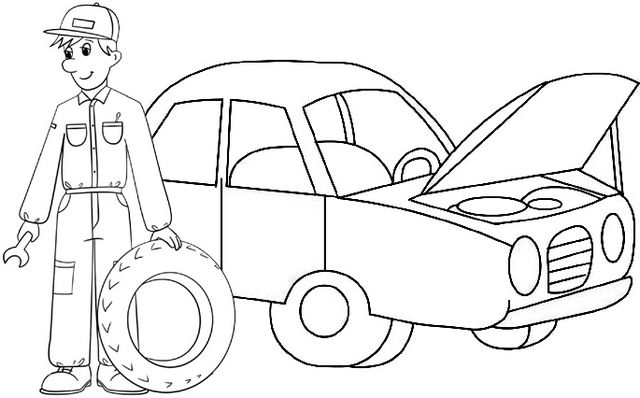 Easy car mechanic coloring page car mechanic coloring pages mechanic
